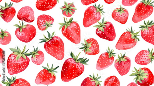 Strawberry seamless pattern watercolor
