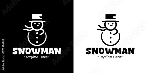 Stylish Black and White Snowman Logo for Cool Winter Branding and Seasonal Identity
