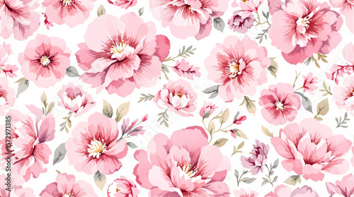 seamless pattern with pink flowers