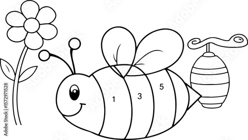 Cute Bee Coloring Page, Printable Bee Art Sheet, Easy Bee Coloring Page, Bee Outline for Coloring, Bee Drawing for Kids, Fun Bee Coloring Page