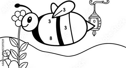 Cute Bee Coloring Page, Printable Bee Art Sheet, Easy Bee Coloring Page, Bee Outline for Coloring, Bee Drawing for Kids, Fun Bee Coloring Page