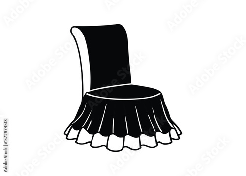 Silhouette of skirted chair isolated on a white background