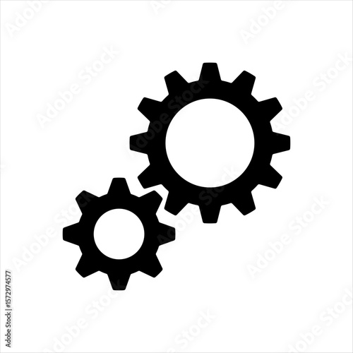 Two gears wheel with flat design style. cog wheels vector illustration. Customer technical support, optimization and workflow icon. UI symbol.