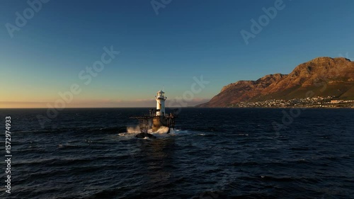 Wallpaper Mural Aerial view of lighthouse and coastline at sunset, South Africa. Torontodigital.ca