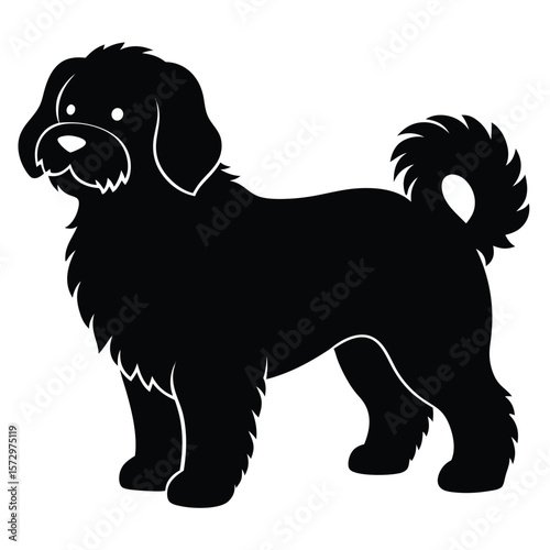 Fluffy Dog vector silhouette Single collection 