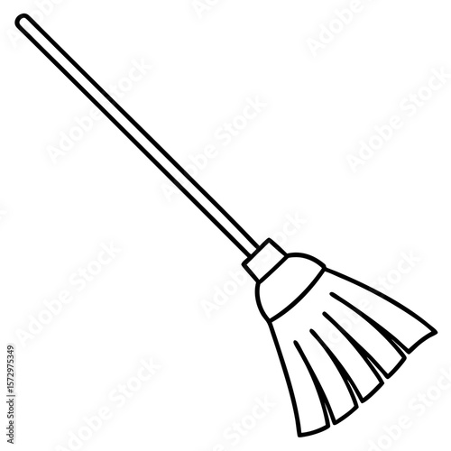black and white mop cleaning clip art preview