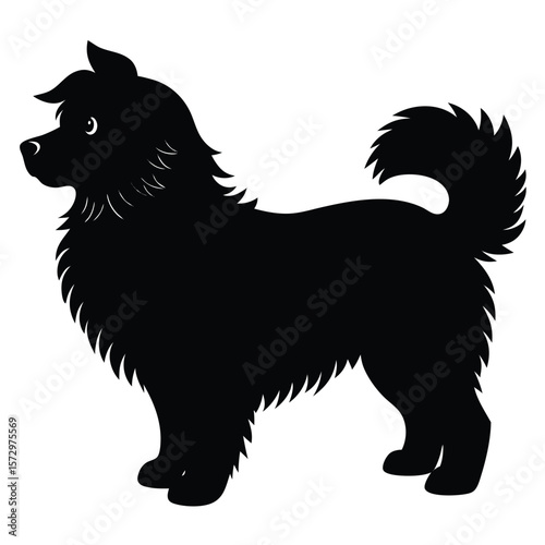Fluffy Dog vector silhouette Single collection 