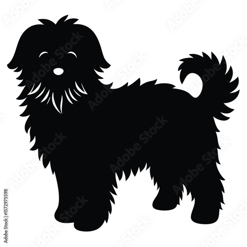 Fluffy Dog vector silhouette Single collection 