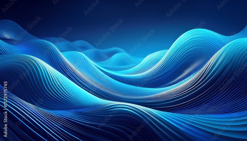 Fototapeta premium abstract blue wave structures in futuristic digital art
