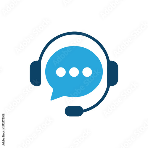 Customer Support Icon – Headset with Chat Bubble Symbol
