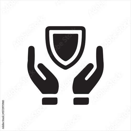 Security Protection Icon – Hands Holding Shield Symbol