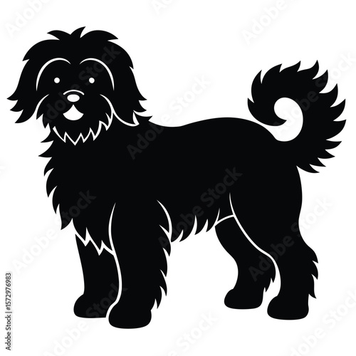 Fluffy Dog vector silhouette Single collection 