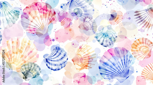 seamless pattern with scallop shells