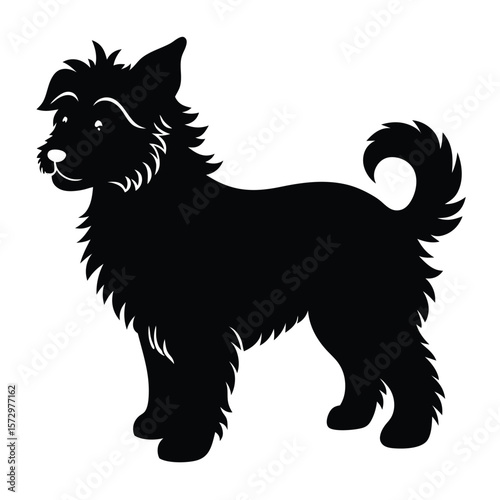 Fluffy Dog vector silhouette Single collection 