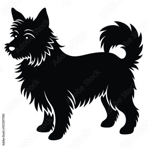 Fluffy Dog vector silhouette Single collection 