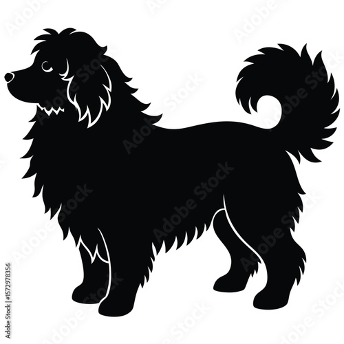 Fluffy Dog vector silhouette Single collection 