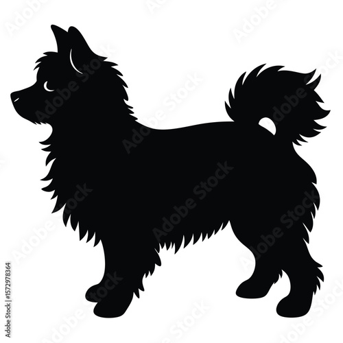 Fluffy Dog vector silhouette Single collection 