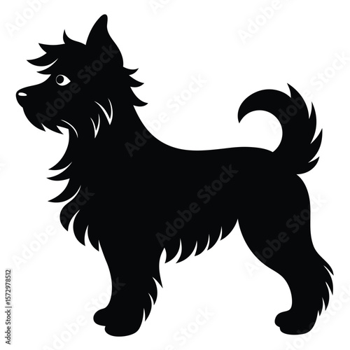 Fluffy Dog vector silhouette Single collection 