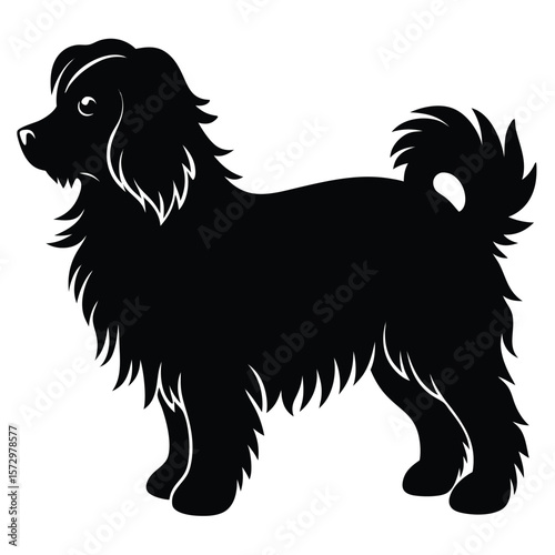 Fluffy Dog vector silhouette Single collection 