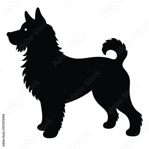 Fluffy Dog vector silhouette Single collection 