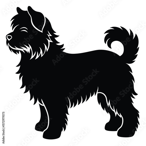 Fluffy Dog vector silhouette Single collection 