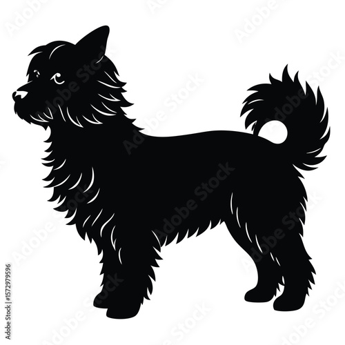 Fluffy Dog vector silhouette Single collection 