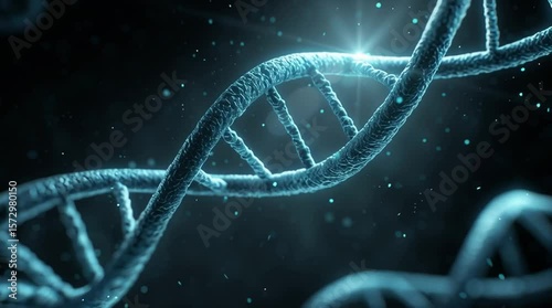 High-resolution 4K cinematic 3D animation of a rotating DNA strand. Detailed molecular structure with glowing highlights—ideal for biotech, genetics, education, and futuristic medical visuals.
