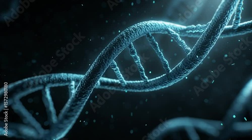 High-resolution 4K cinematic 3D animation of a rotating DNA strand. Detailed molecular structure with glowing highlights—ideal for biotech, genetics, education, and futuristic medical visuals.
