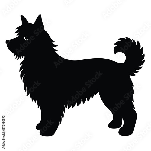 Fluffy Dog vector silhouette Single collection 