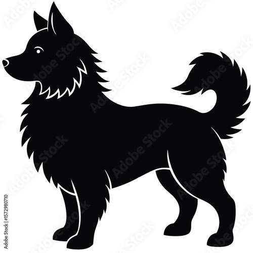 Fluffy Dog vector silhouette Single collection 