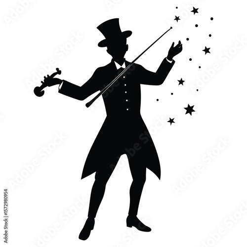 silhouette of a magician 