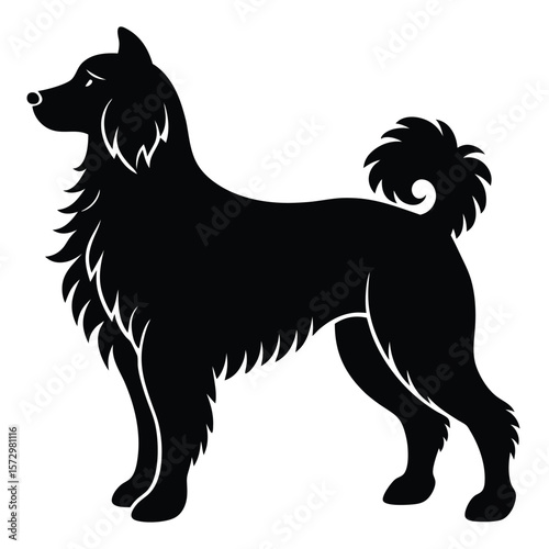 Fluffy Dog vector silhouette Single collection 