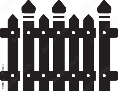 Simple black silhouette of a wooden fence