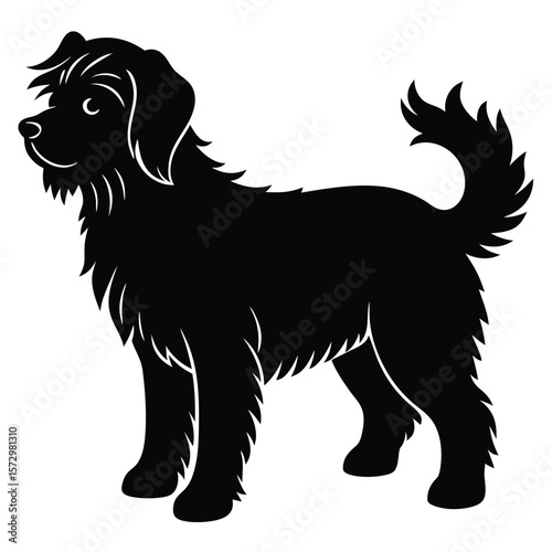 Fluffy Dog vector silhouette Single collection 