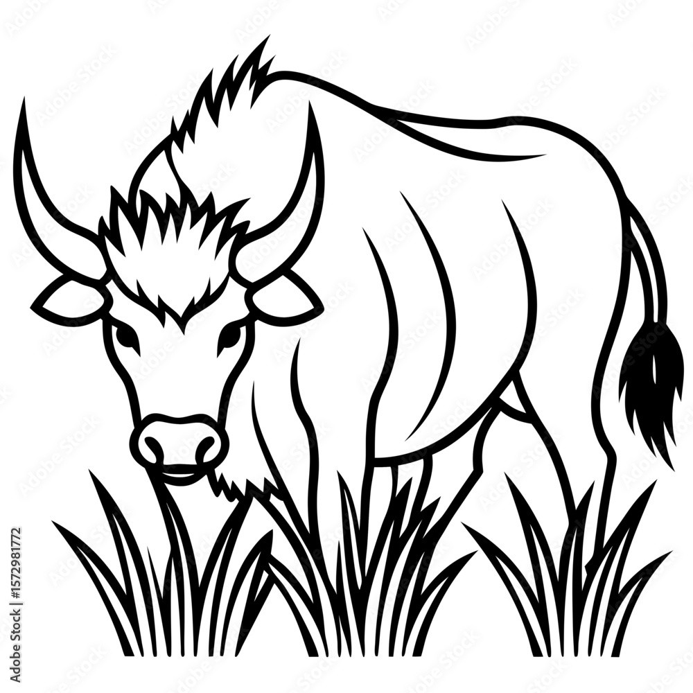 Fototapeta premium Buffalo Grass line art vector