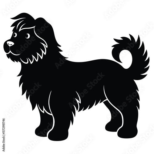 Fluffy Dog vector silhouette Single collection 