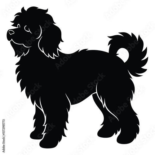Fluffy Dog vector silhouette Single collection 
