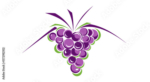 Vibrant Grapes Illustration, Fresh Produce, Graphic Design, Artistic Style, Colorful Environment, Creative Viewpoint, Food Concept