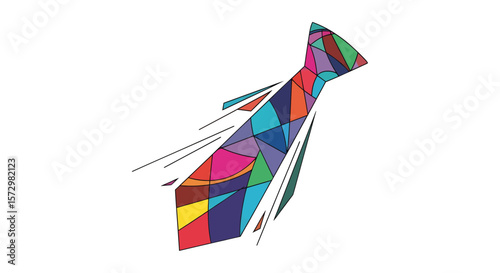 Dynamic Abstract Tie Design, Fashion Illustration, Modern Creative Art, Vibrant Colors, Contemporary Style