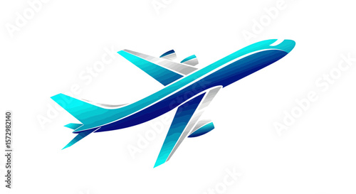 Flight Takeoff, Airplane, Sky, Vector Illustration, Digital Art, Elevated Viewpoint, Air Travel Concept