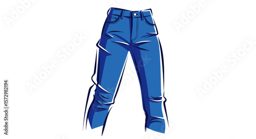 Illustration of Denim Jeans, Fashion Design, Artistic Collection, Urban Environment, Creative Viewpoint, Modern Concept