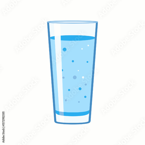 Pixel Art Illustration of Tall Glass of Clear Water with Bubbly Texture Isolated on White Background