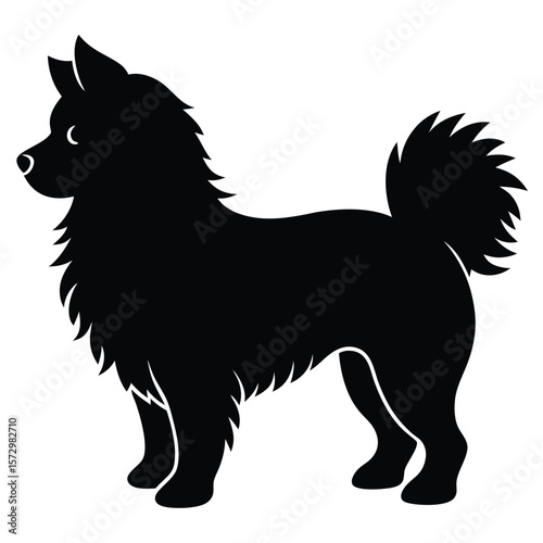 Fluffy Dog vector silhouette Single collection 