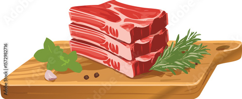 raw beef ribs stacked on a cutting board, red meat pieces, beef cuts, cutout png.meat, raw, fat, piece, steak, beef, bar-b-q, pork meat, fresh, cutting, fillet, red, background, food, clip, transparen