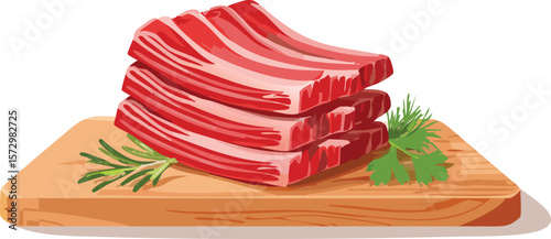 raw beef ribs stacked on a cutting board, red meat pieces, beef cuts, cutout png.meat, raw, fat, piece, steak, beef, bar-b-q, pork meat, fresh, cutting, fillet, red, background, food, clip, transparen