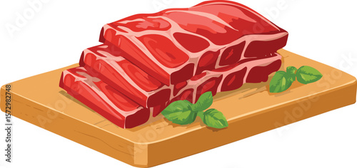 raw beef ribs stacked on a cutting board, red meat pieces, beef cuts, cutout png.meat, raw, fat, piece, steak, beef, bar-b-q, pork meat, fresh, cutting, fillet, red, background, food, clip, transparen