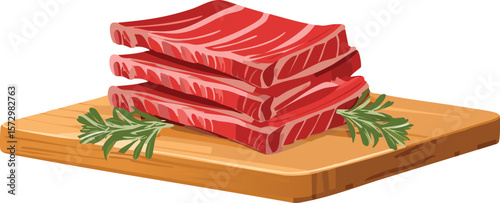 raw beef ribs stacked on a cutting board, red meat pieces, beef cuts, cutout png.meat, raw, fat, piece, steak, beef, bar-b-q, pork meat, fresh, cutting, fillet, red, background, food, clip, transparen