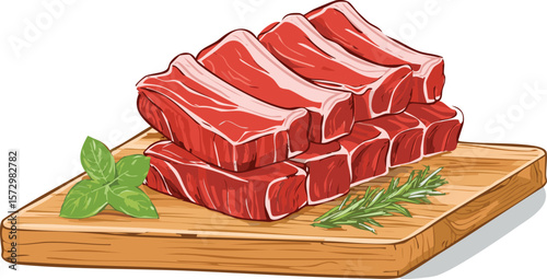 raw beef ribs stacked on a cutting board, red meat pieces, beef cuts, cutout png.meat, raw, fat, piece, steak, beef, bar-b-q, pork meat, fresh, cutting, fillet, red, background, food, clip, transparen