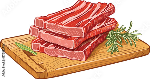 raw beef ribs stacked on a cutting board, red meat pieces, beef cuts, cutout png.meat, raw, fat, piece, steak, beef, bar-b-q, pork meat, fresh, cutting, fillet, red, background, food, clip, transparen