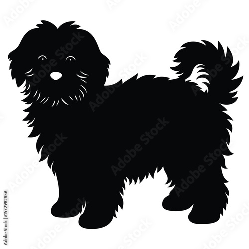 Fluffy Dog vector silhouette Single collection 